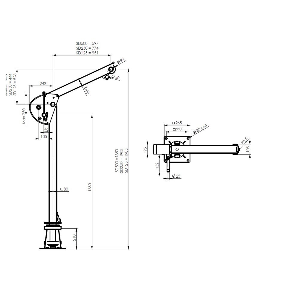 Gebuwin Davit-puominostin 900 kg