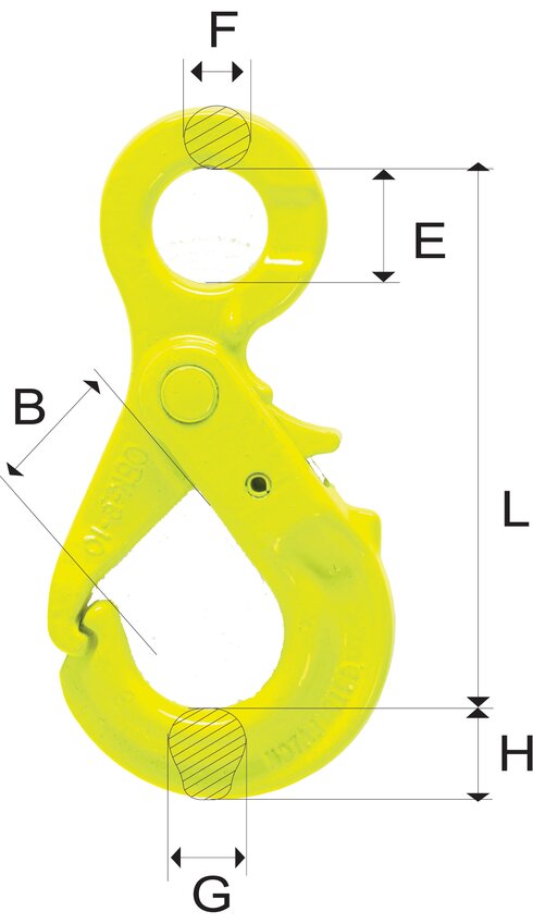 Grabiq Safety Hook OBK. A painted hook in quenched and tempered alloy steel grade 10