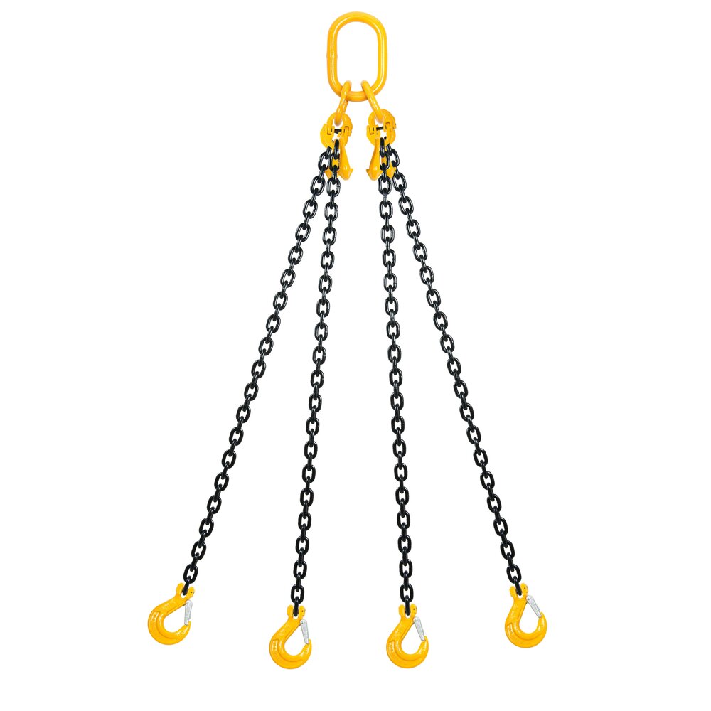 Chain sling 4-legs with latch hooks and grab hooks, grade 80 