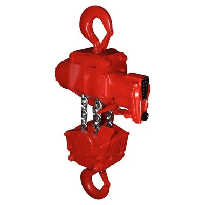 The heavy duty air chain hoist RED ROOSTER TMH with 20 tons capacity.