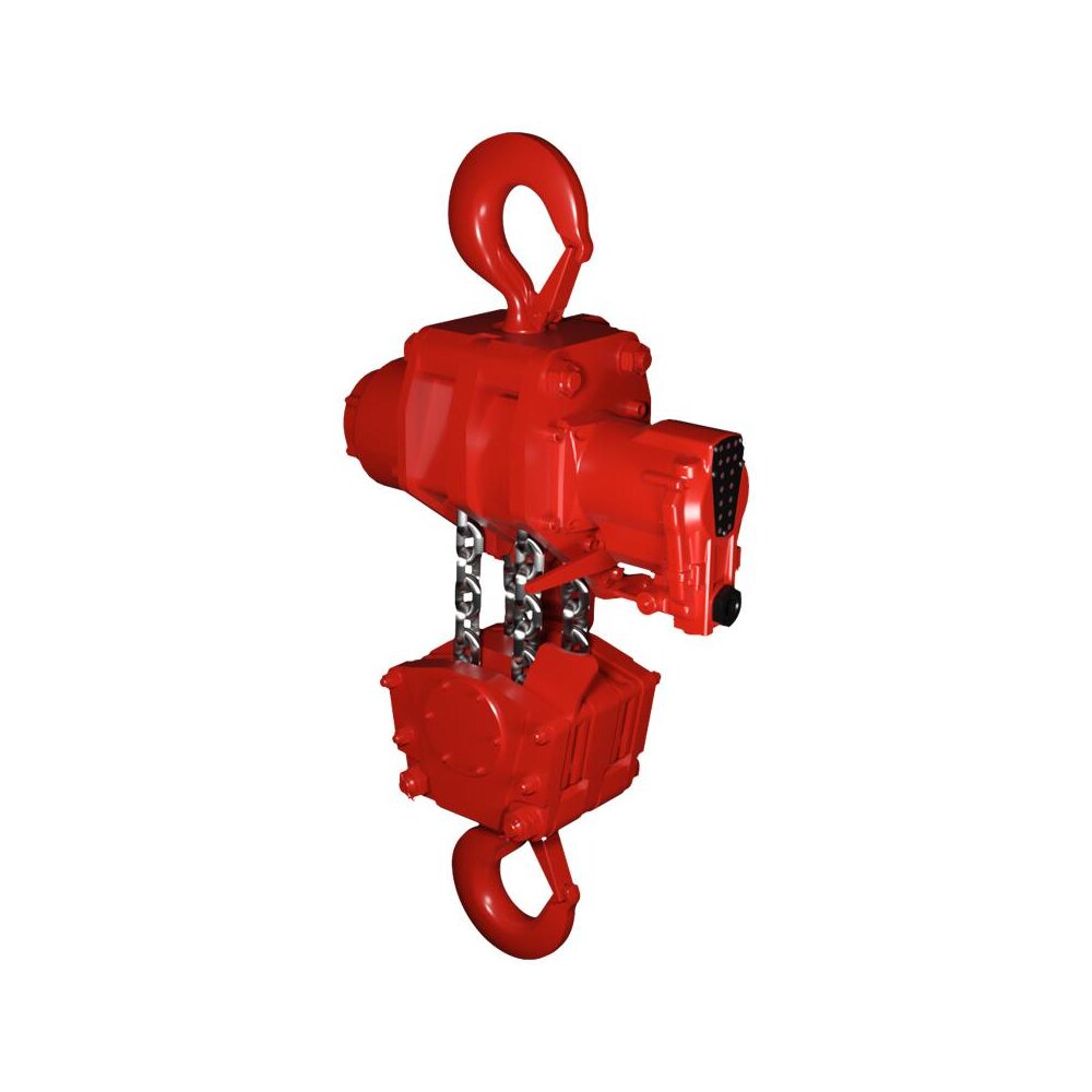 The heavy duty air chain hoist RED ROOSTER TMH with 20 tons capacity.